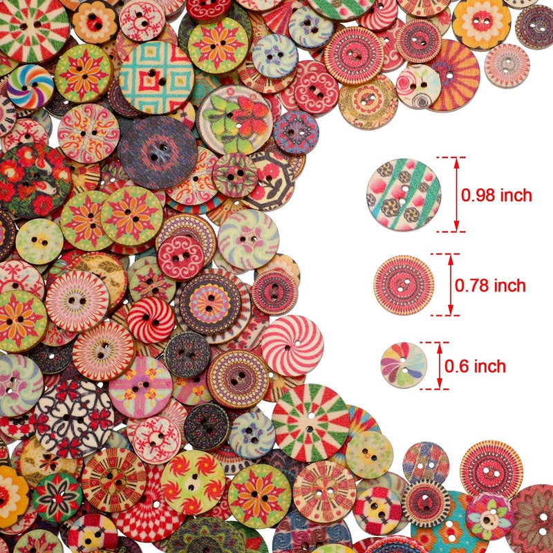 WILLBOND 500 Pieces Flower Wood Buttons 2 Holes Round Buttons Vintage Sewing Buttons for Sewing DIY Craft Decorations - Image 2